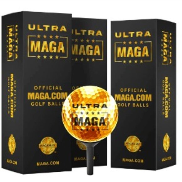 1 Sleeve of Gold Donald Trump Ultra Maga Golf Balls - NEW - Picture 1 of 1